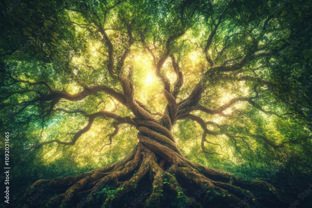 Leinwandbilder majestic tree with twisting branches and roots embodies the essence of life, showcasing growth and i