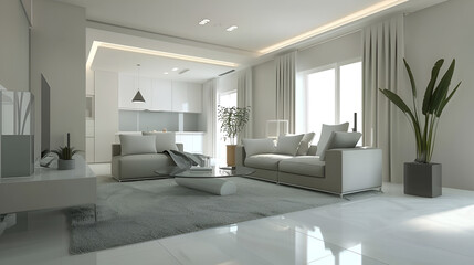 Designing a Cozy and Sleek Living Room with Minimalist Interior and Modern Furniture in Ultra-Realistic Detail Using Generative AI
