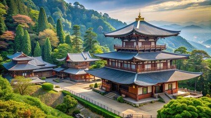 Fototapeta premium Peaceful Tendai monastery nestled on Mount Hiei, Otsu , Enryaku-ji, Tendai, monastery, Mount Hiei, Otsu, Japan, tranquil