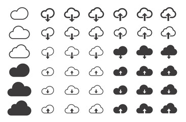 Cloud upload download vector icon