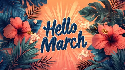 welcome march summer illustration graphic design colorful background