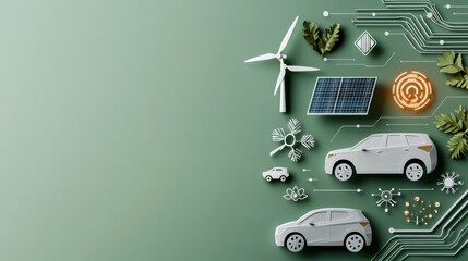 Fototapeta premium Explore ecofriendly icons of renewable energy and their impact on sustainable transportation solutions