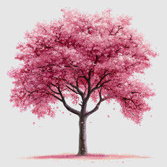 Fototapeta premium Vibrant Cherry Blossom Tree with Pink Blooms Against a Soft Background, Representing Nature's Beauty and the Arrival of Spring for Decor or Illustrations