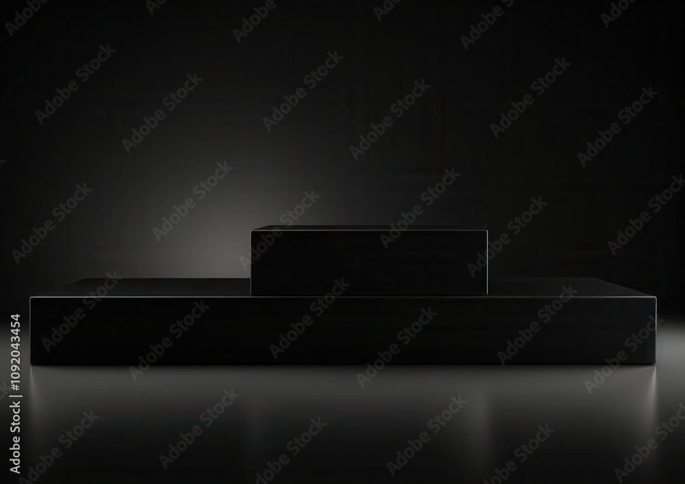 Aufkleber Black Rectangular Display Platform Two Levels