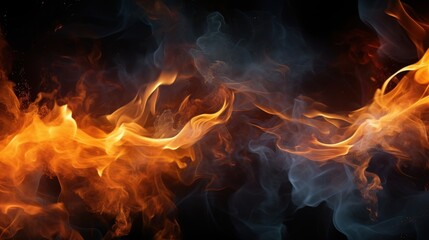 Fototapeta premium Abstract Fiery Smoke Swirls Against Dark Background