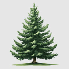 Fototapeta premium Realistic Green Pine Tree Illustration on a White Background for Nature-Themed Projects, Education Materials, and Graphic Design Uses