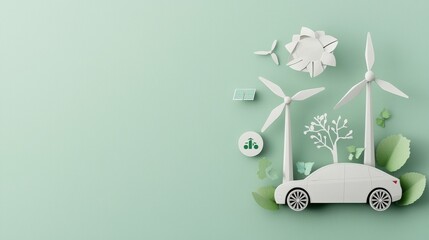 Innovative line icons illustrate environmental sustainability standards through creative paper art techniques
