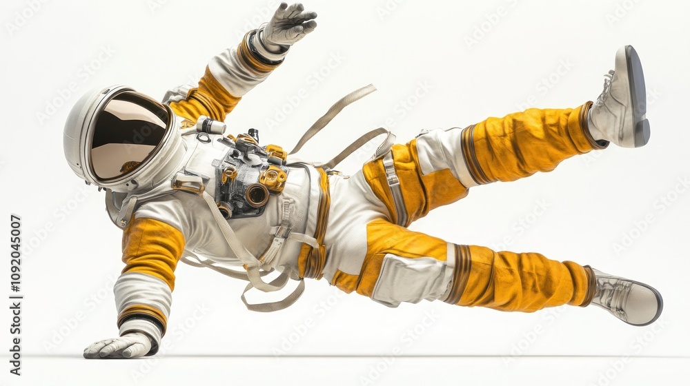 Aufkleber an astronaut in a dynamic pose, showcasing a blend of technology and exploration.