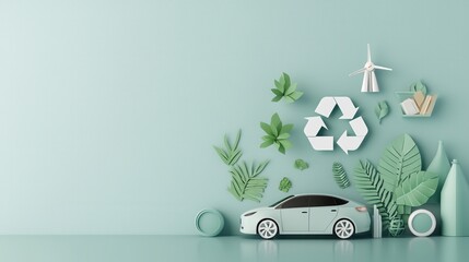 Explore minimalist paper cut style in sustainable design with a focus on eco-friendly transport solutions