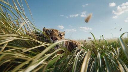 tiger in the grass