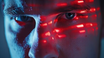 Naklejka premium Biometric Authentication: A security method that utilizes personal traits like fingerprints or facial recognition to restrict access, enhancing protection against unauthorized use. 