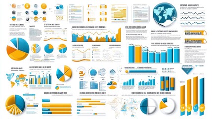 Infographic Template with Charts and World Map.