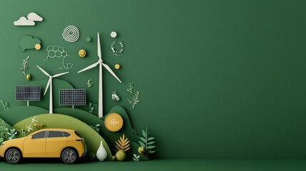 Discover how paper cut style illustrations represent renewable energy themes with modern design elements