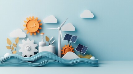 Explore innovative paper cut style illustrations highlighting renewable energy standards and sustainability practices
