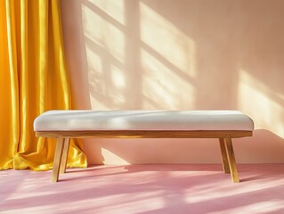 Bedroom bench isolated on colorful background