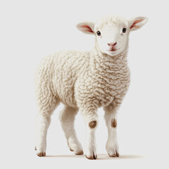 Naklejka premium Adorable Young Lamb with Fluffy White Wool and Innocent Expression, Perfect for Nature, Farm, Animal, and Livestock Themes in Visual Content and Designs