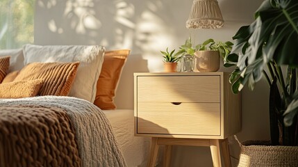 Bedside cabinet isolated on abstract background
