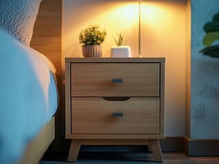 Bedside cabinet isolated on abstract background
