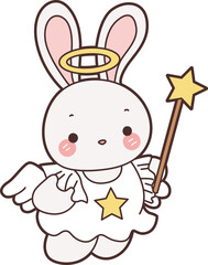 Cute Christmas Bunny stock illustration. Funny bunny christmas for sticker elements. 