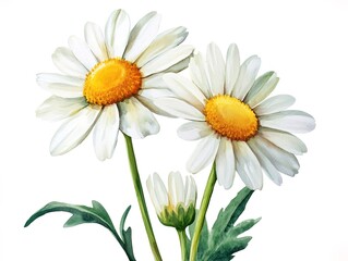 Watercolor daisy flower clipart design. isolate on white background 