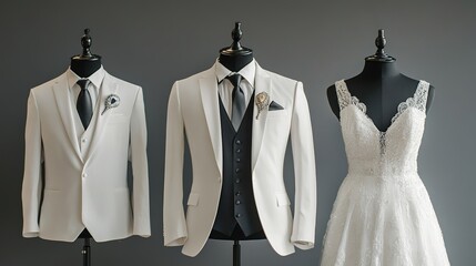 Groom Tuxedo Wedding Suits: Men's white two-piece groomsmen suit,