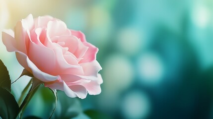 A soft pink rose blossoms gracefully against a dreamy, blurred background, embodying beauty and tranquility in nature.