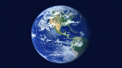 Fototapeta premium stunning view of Earth from space, showcasing its vibrant colors and features. blue oceans and green landmasses create breathtaking sight against dark background