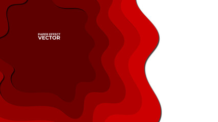 Abstract red paper cutout curvy shapes layered, vector illustration in paper cut style. layout for business card, presentations, banner, cover, brochure, flyers or posters.