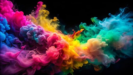 Obraz premium Abstract Swirls of Vibrant Colored Smoke on Black Background