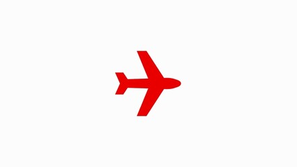 Airplane icon animation white background	