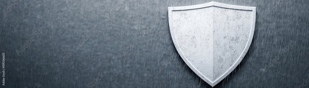 Poster metallic shield on abstract textured background representing strength, protection, security, and def