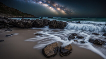 Fototapeta premium Milky Way Coastal Serenity