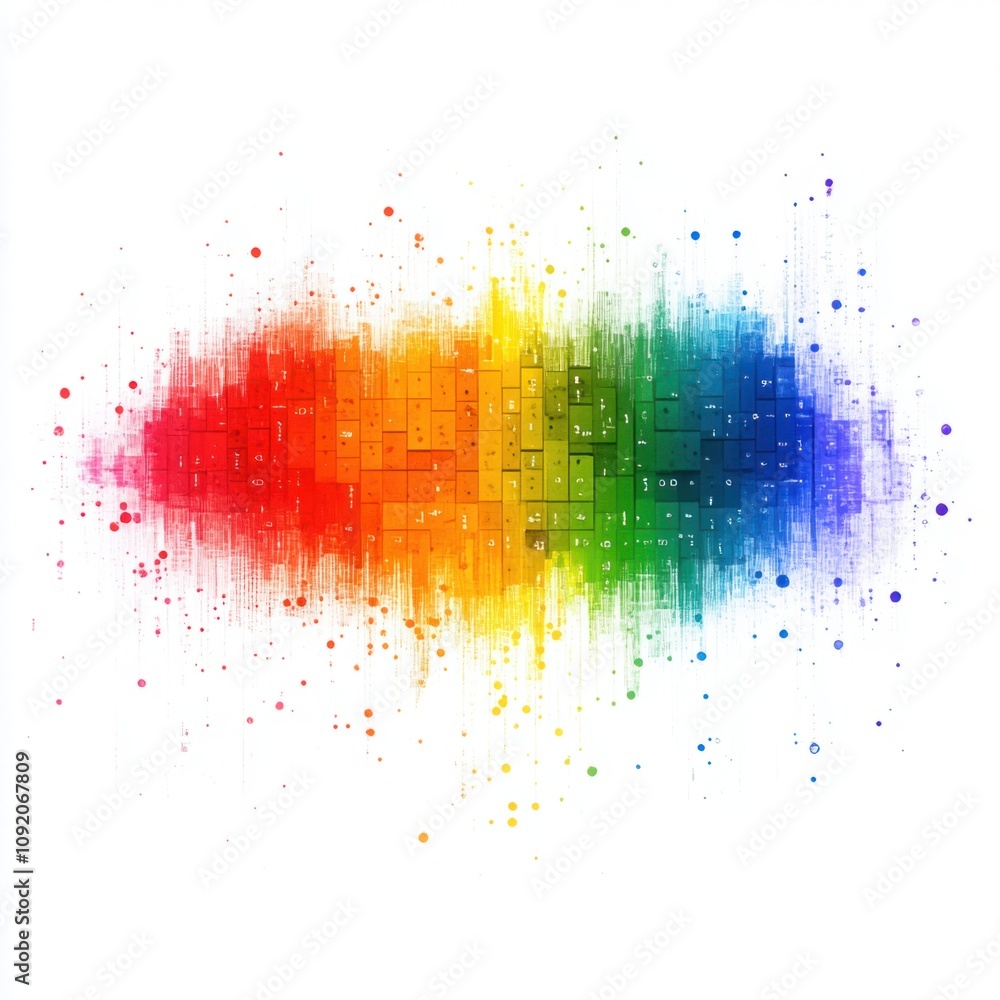 Poster vibrant abstract colorful wave with keyboard numbers representing digital creativity and technology 