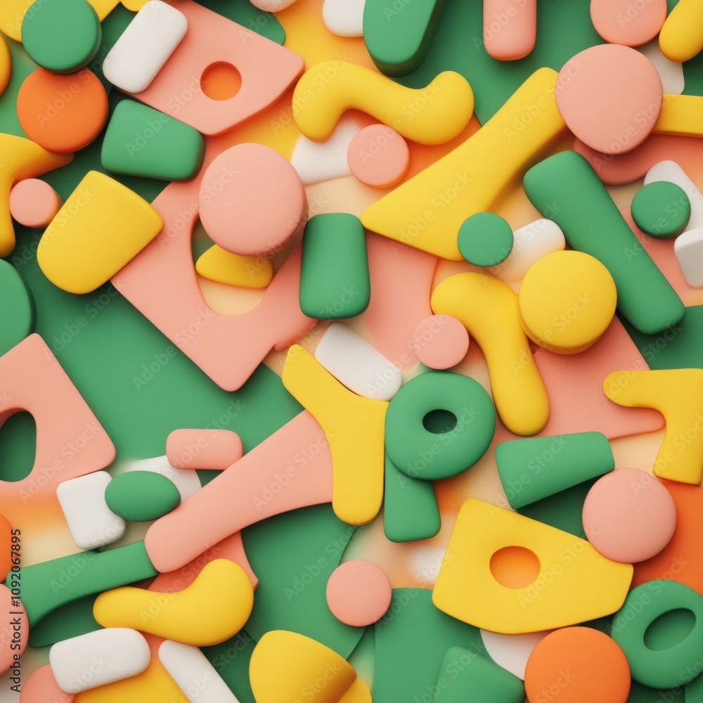 Poster colorful abstract shapes and forms in playful arrangement for creative backgrounds or design element
