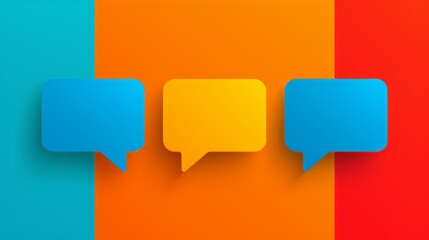 Colorful speech bubbles on a vibrant background.