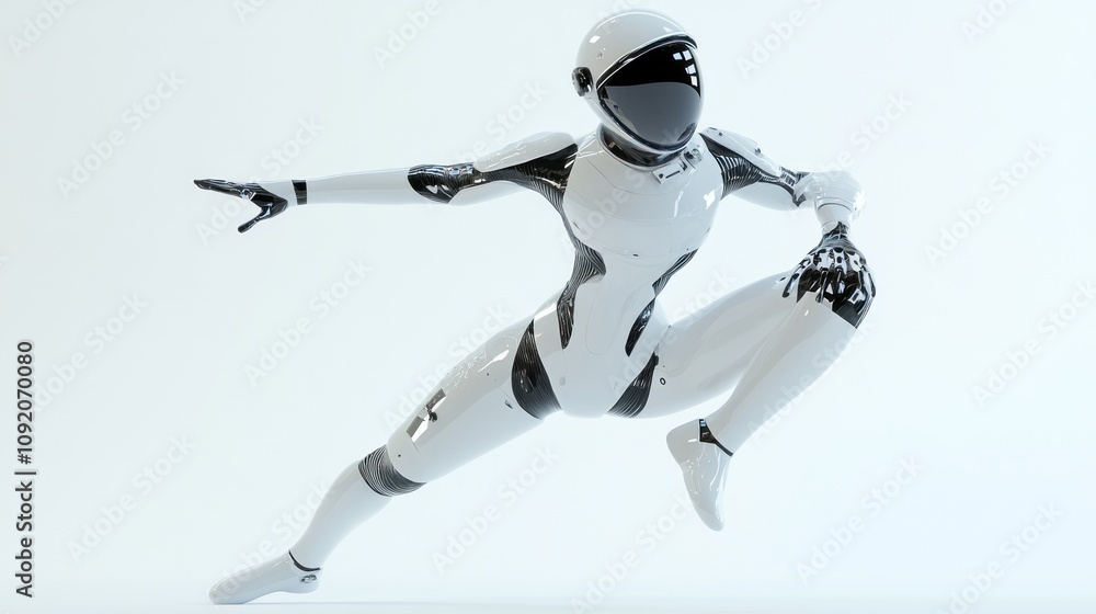Leinwandbilder a futuristic humanoid robot in a dynamic pose, emphasizing advanced technology and design.