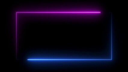 Abstract colorful neon light movement motion with space on black background. looping neon light frame