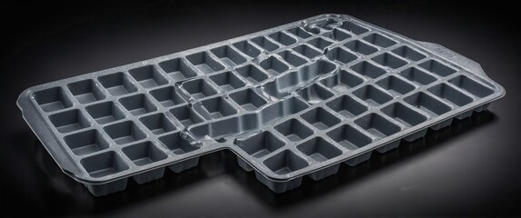 Plastic ice tray mold with multiple compartments designed for easy ice cube preparation and storage.