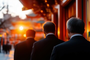 新年に神社参拝する日本人の会社員