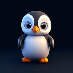 Fototapeta premium Cute Cartoon Penguin Icon - Adorable penguin image perfect for children's education and brand identity