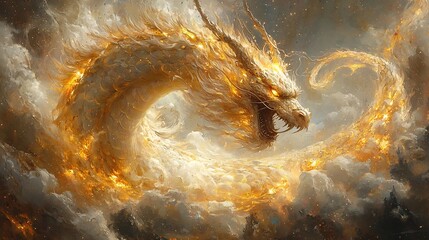 Fearsome Crimson Dragon Soaring Through Ominous Storm Clouds