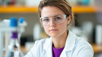 Fototapeta premium Laboratory scientist conducts biofuel analysis modern lab focused environment