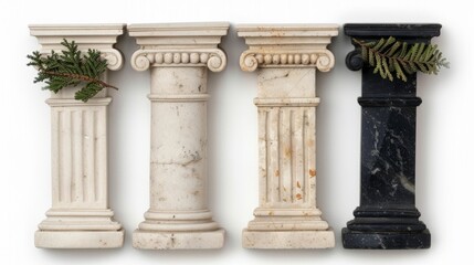 Obraz premium Decorative columns with greenery accents.