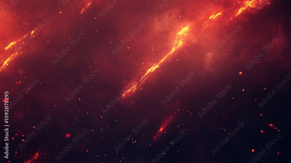 Poster abstract depiction of fiery cosmic elements against a dark backdrop.