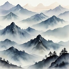 mountains in the morning