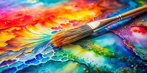 Captivating Macro Photography of Watercolor Paintings Showcasing Vibrant Colors and Intricate Brushwork in Artistic Composition
