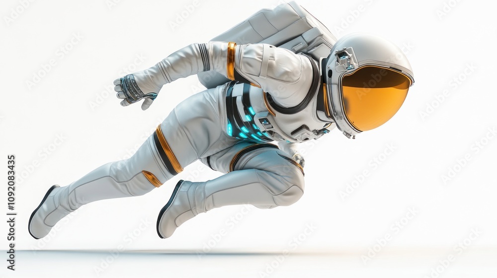 Aufkleber An astronaut in a dynamic pose, showcasing futuristic space exploration.