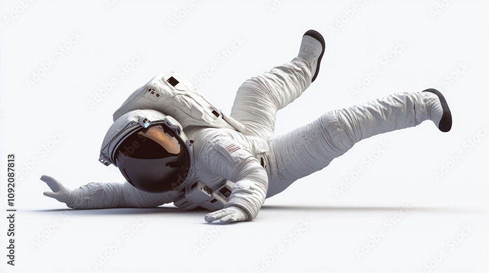 Aufkleber an astronaut in a spacesuit appears to be falling or stumbling on a surface.