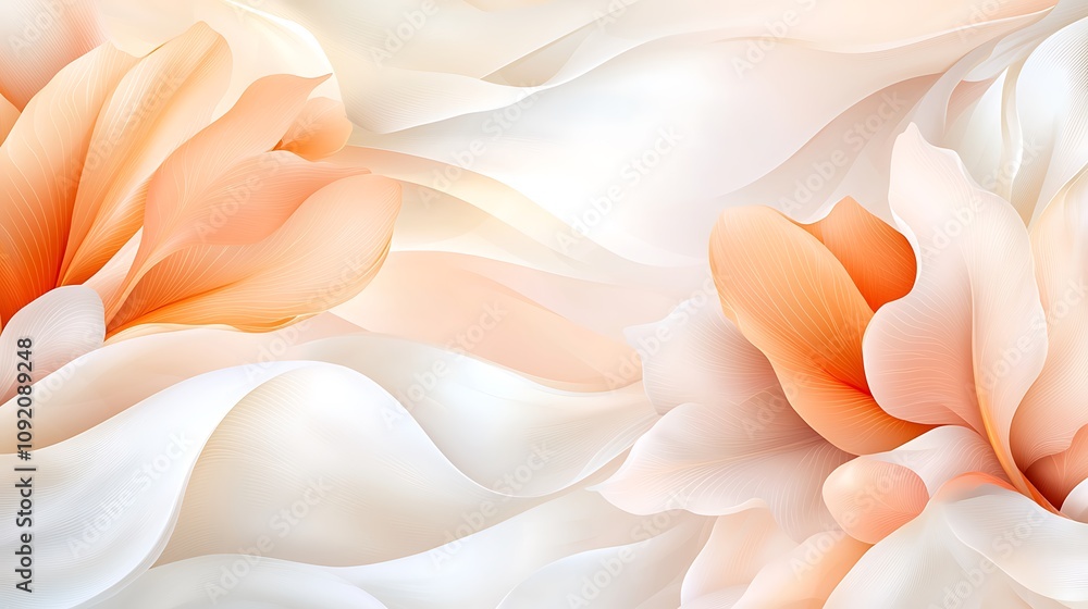 Poster delicate floral patterns studio setting digital art soft colors close-up view serenity in nature