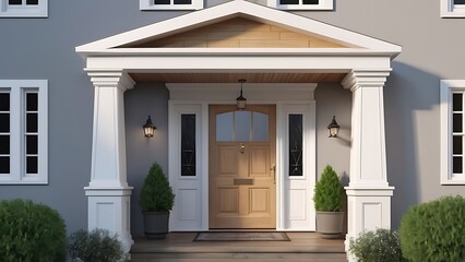 front view entrance door of a modern farmhouse